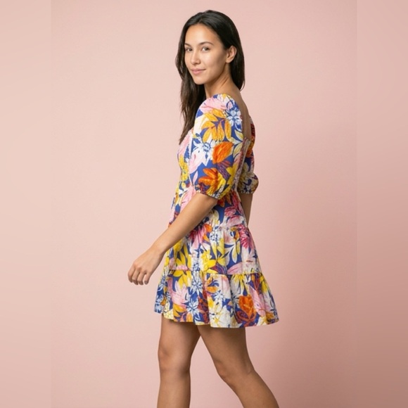 Flying Tomato Dresses & Skirts - Flying Tomato Smocked Puff Sleeve Cotton Floral Dress S - Anthropologie
